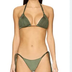 PQ swim Mila bathing suit set in Olive size L NWT